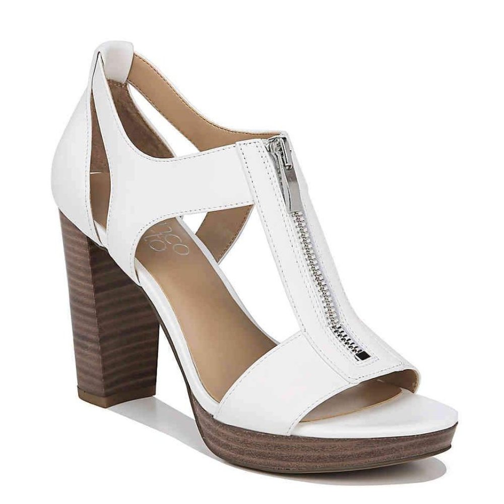 Franco Sarto White Zipper MYRIAD Heeled Sandals - 8M
